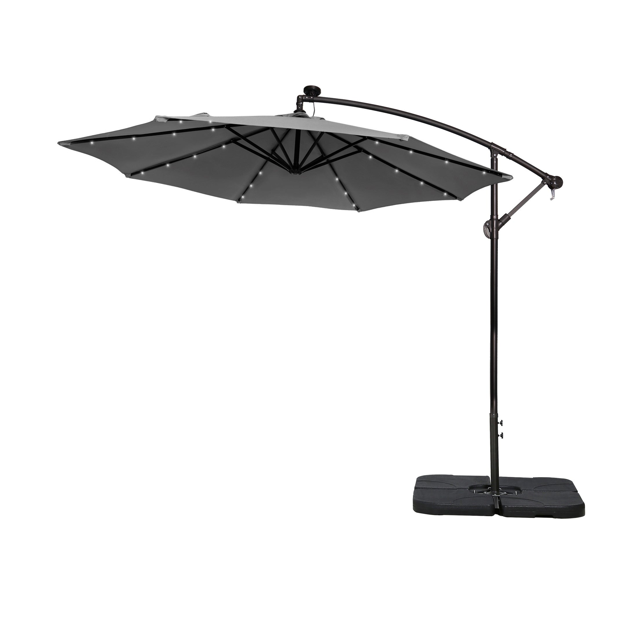 Parasol de terrasse lumineux à énergie solaire de 3 m avec pied