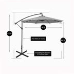 Parasol de terrasse lumineux à énergie solaire de 3 m avec pied