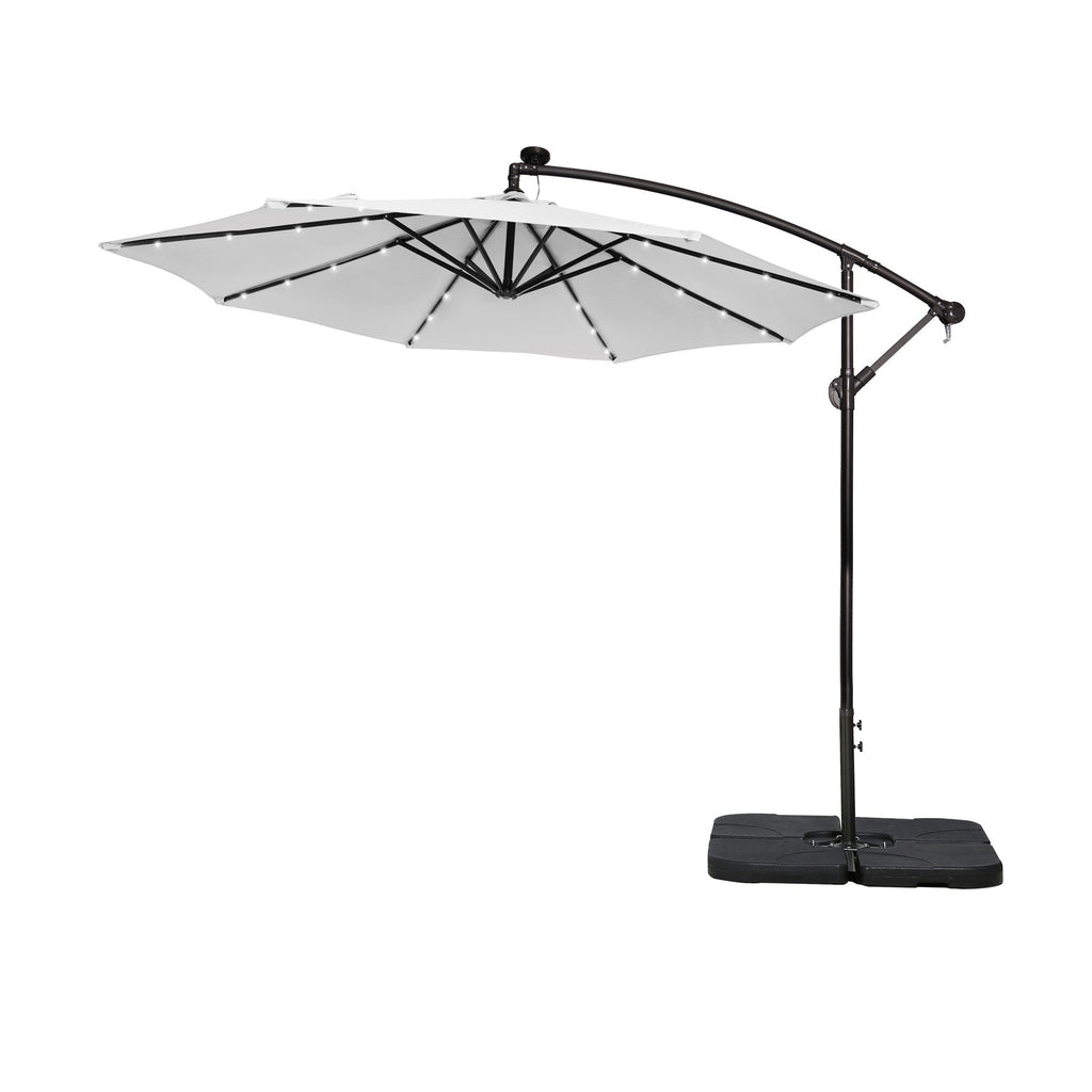 Parasol de terrasse lumineux à énergie solaire de 3 m avec pied