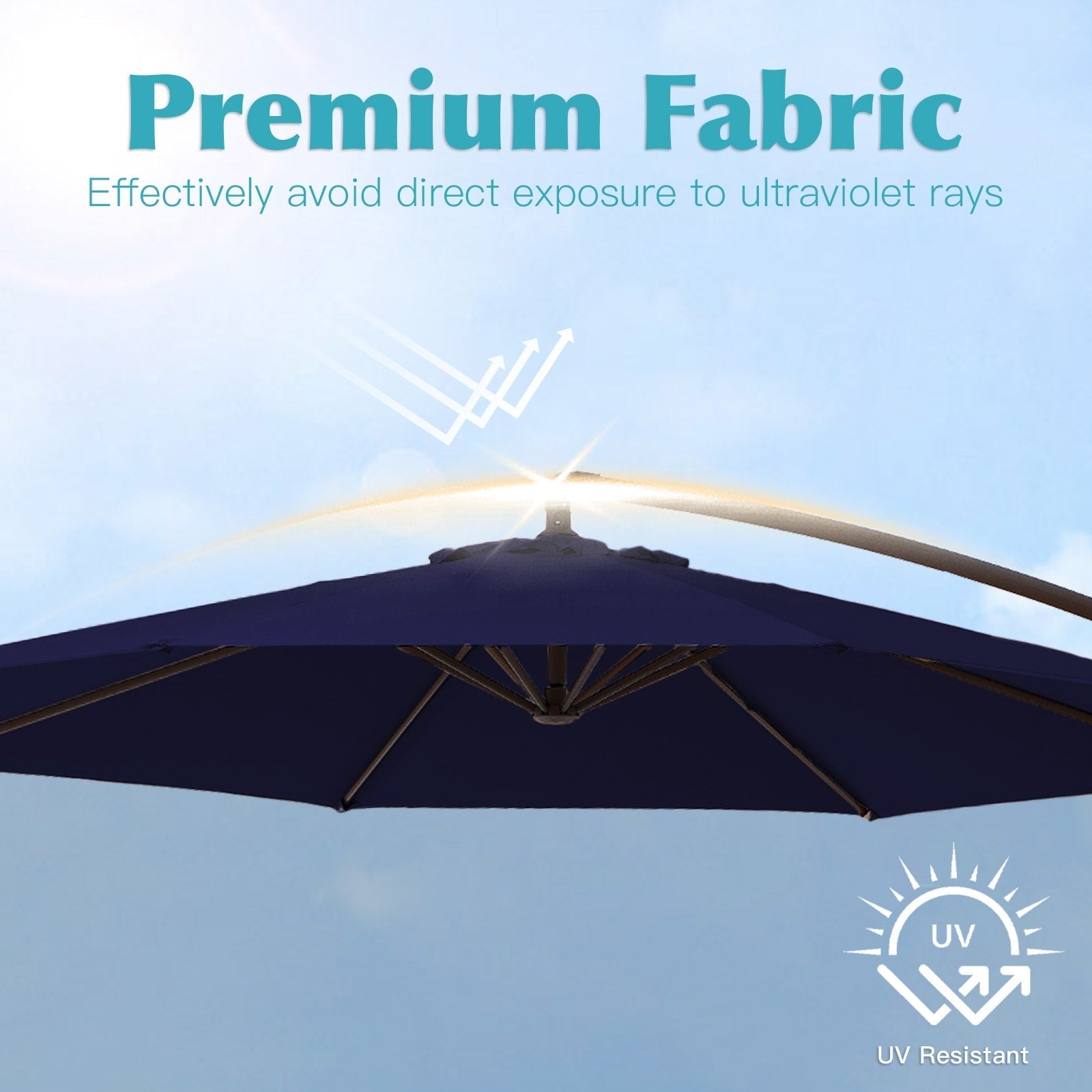 Parasol déporté à manivelle en acier de 3 m avec base lestée