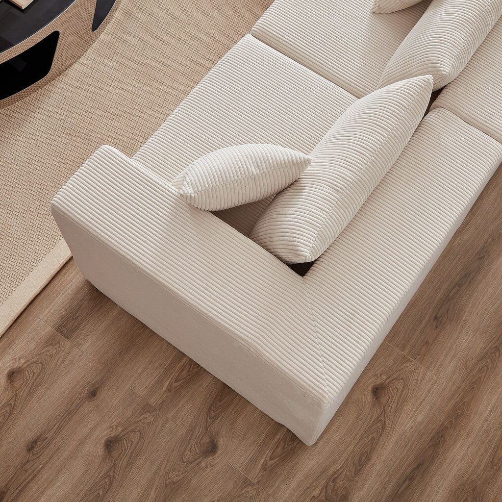 Canapé d'angle modulaire en velours côtelé de 264 cm (104 pouces), ensemble de canapés au sol, canapé compressé rempli de mousse, combinaison libre de 4 pièces