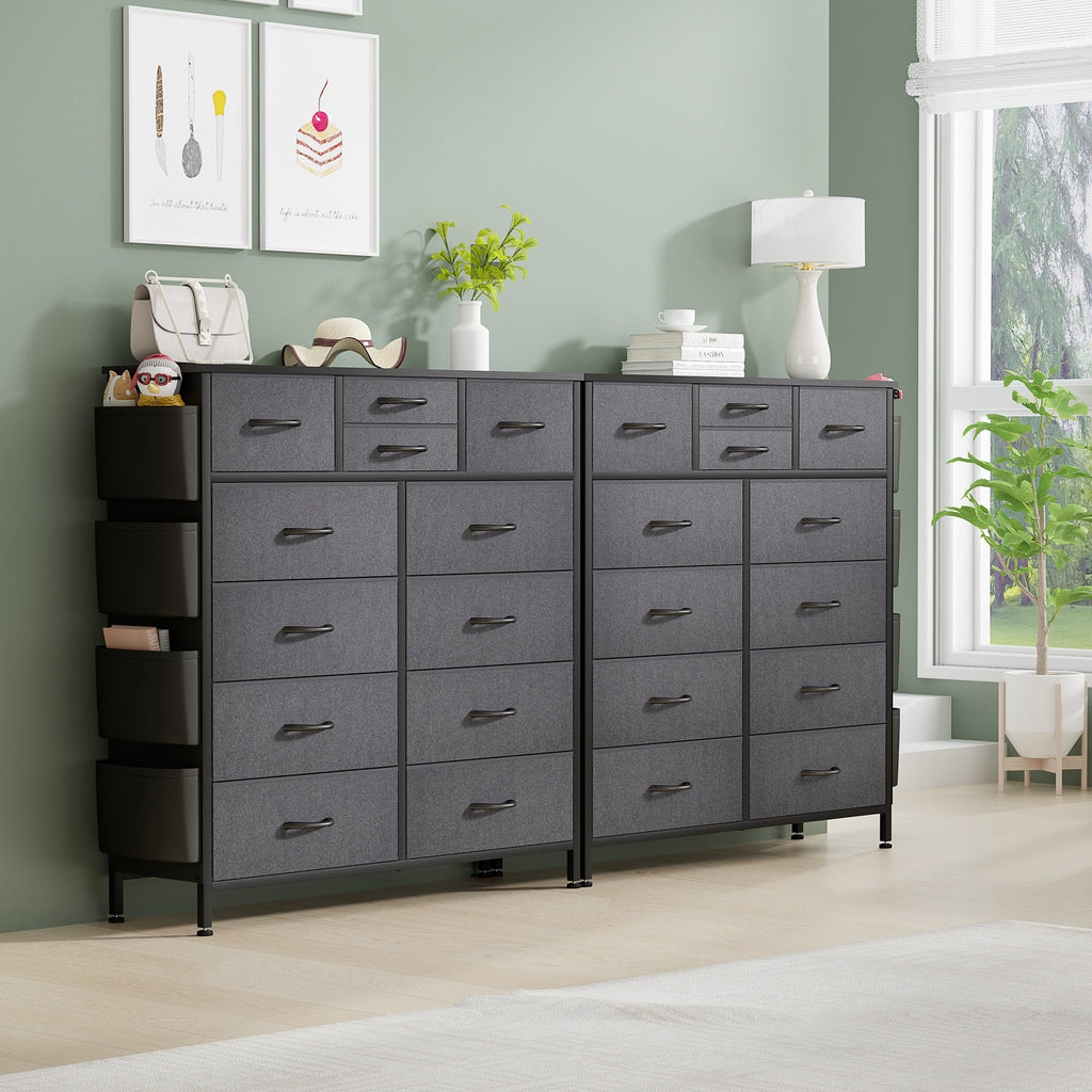 Commode haute en tissu à 12 tiroirs pour chambre à coucher