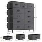 Commode haute en tissu à 12 tiroirs pour chambre à coucher