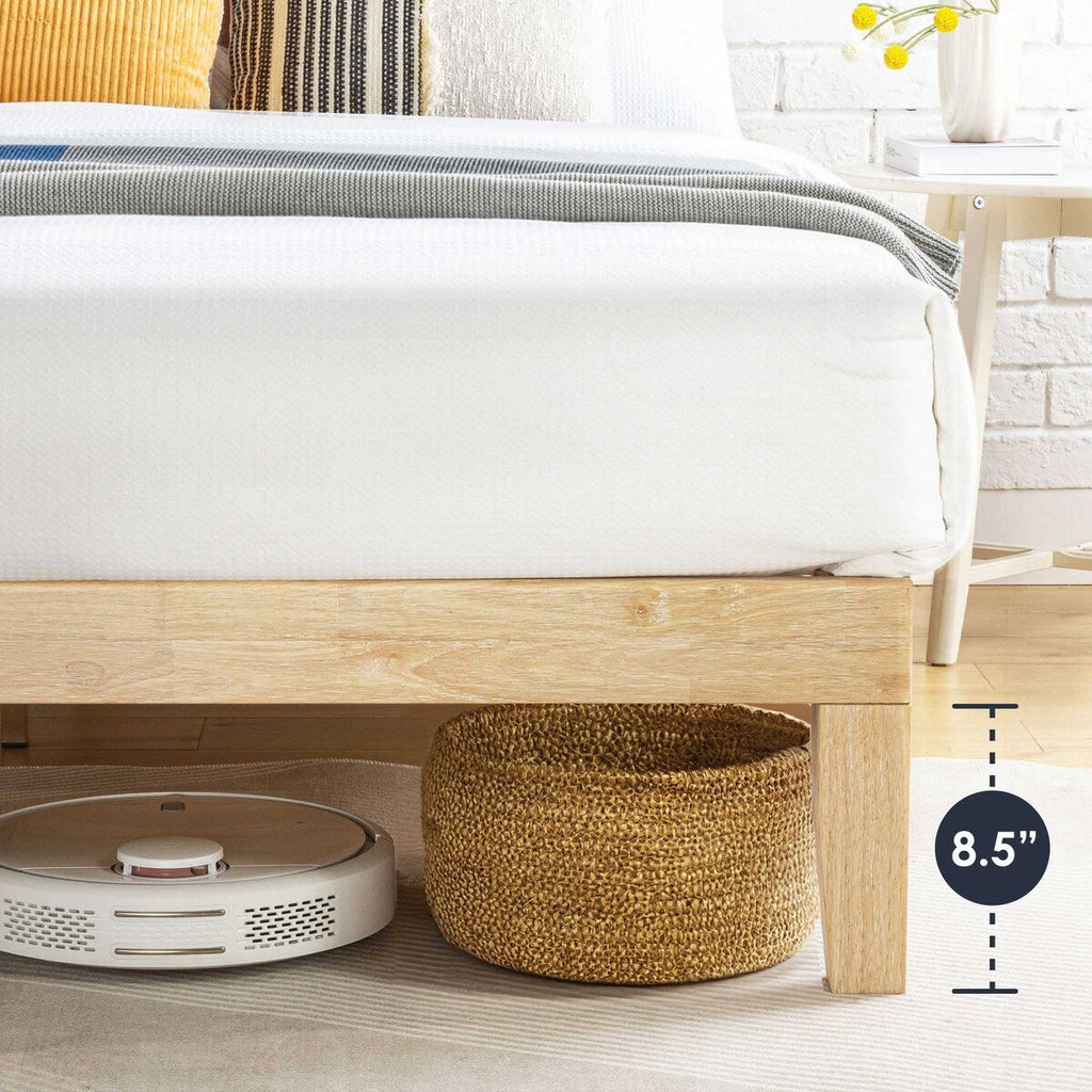 Cadre de lit plateforme classique en bois massif de 12 pouces