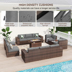 Ensemble de mobilier de patio 13 pièces avec table de foyer de 44 pouces