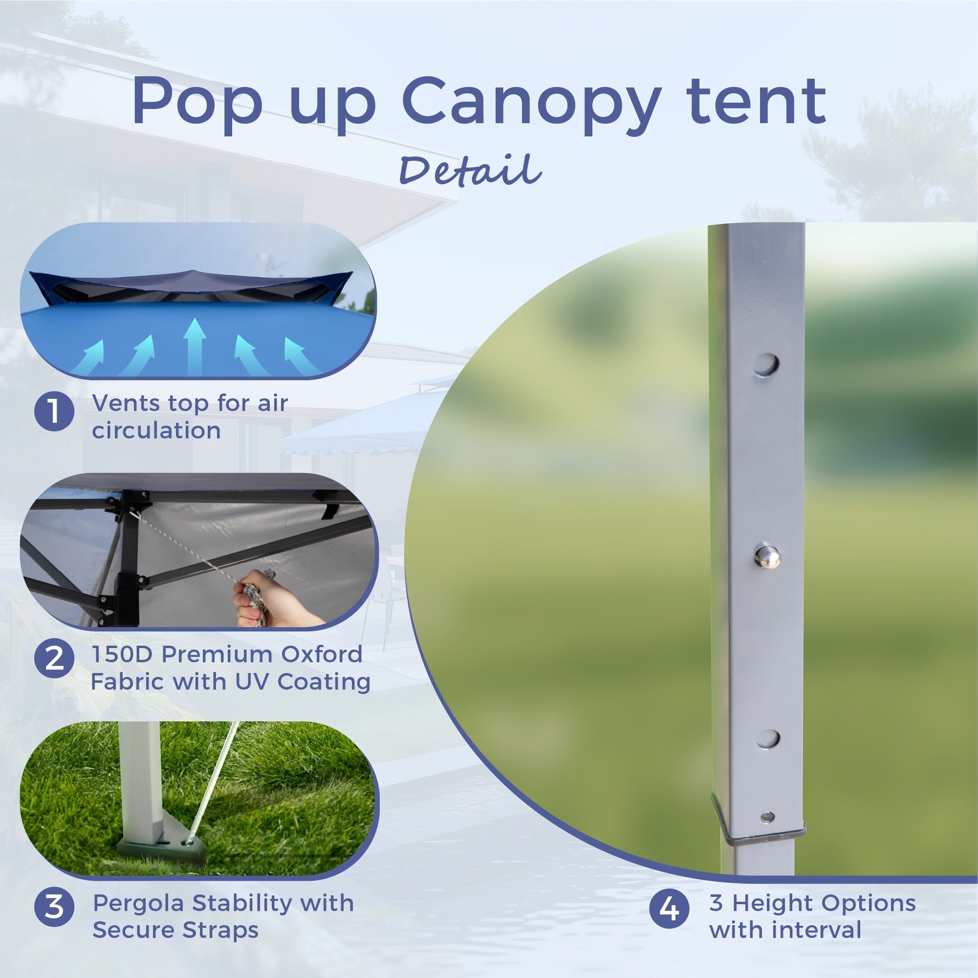 Toit de jardin pliable et renforcé de 4 m x 4 m avec élégant rideau d'angle - 4 m x 4 m