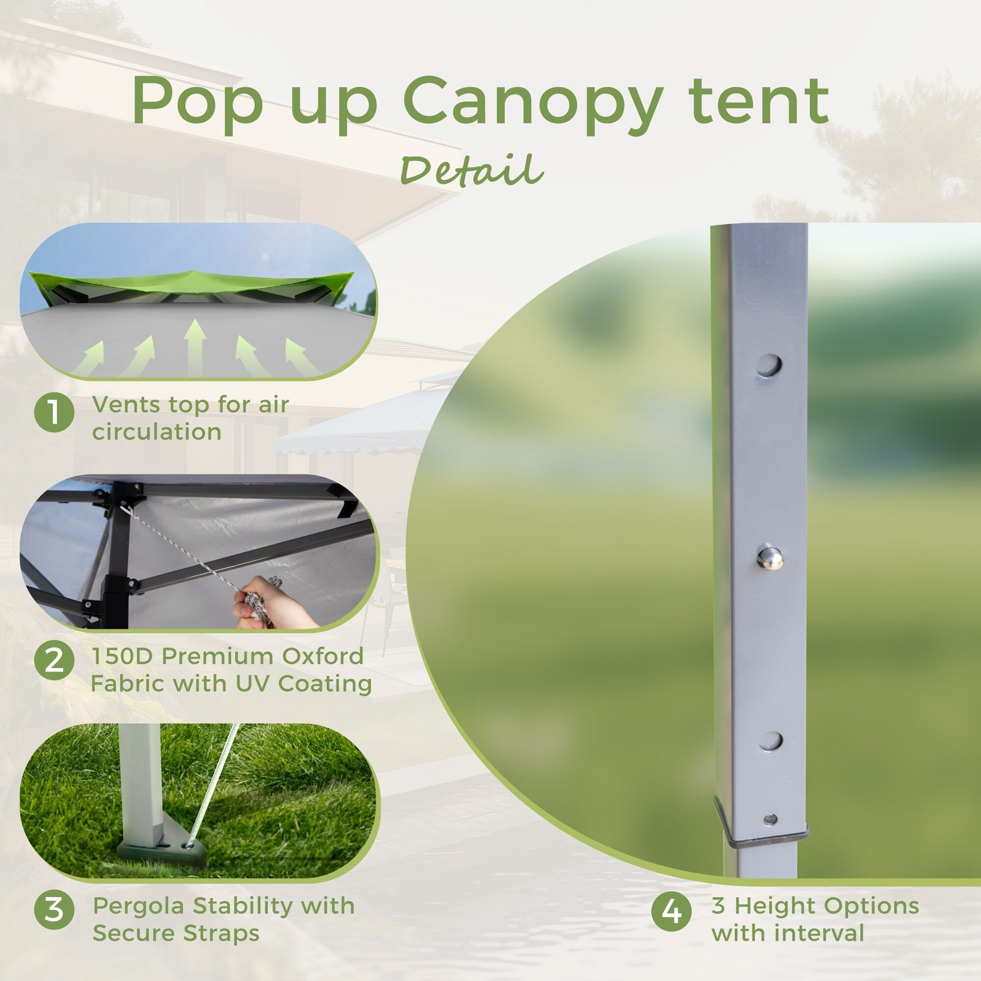 Toit de jardin pliable et renforcé de 4 m x 4 m avec élégant rideau d'angle - 4 m x 4 m