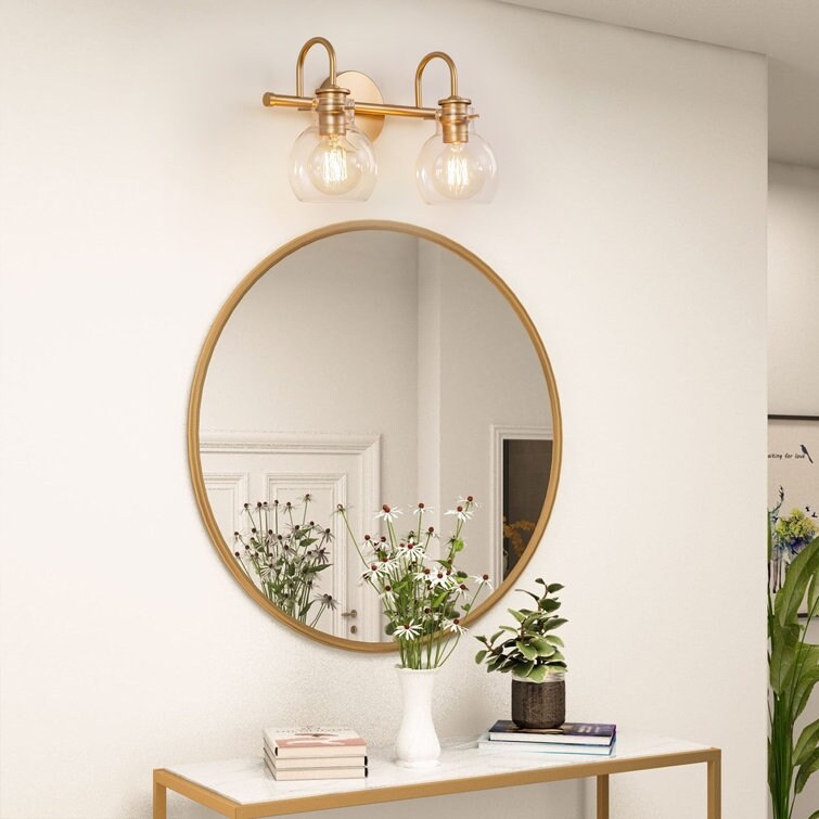 Applique murale 2/3 lumières pour meuble-lavabo avec abat-jour en verre