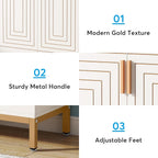 Meuble à chaussures pour 20 paires, 95 cm (37,4 pouces), meuble de rangement moderne avec portes, blanc et or