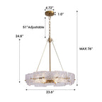 Lustre moderne en cristal doré de 60 cm (23,6 po) avec suspension tambour glamour à 6 lumières, idéal pour îlot de cuisine ou salle à manger.