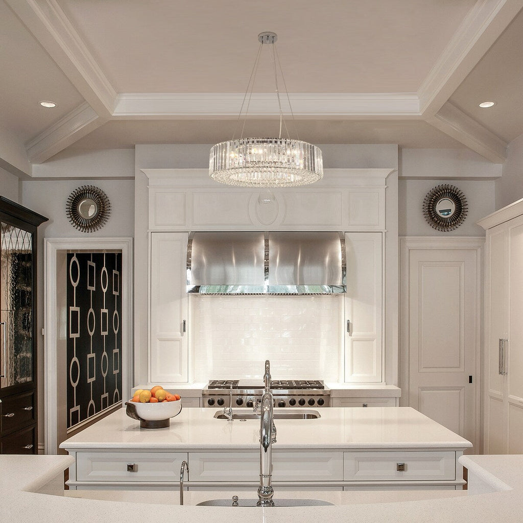 Lustre de style campagnard à 8 lumières de 63 cm (24,8 po), lustre en cristal, lustre tambour pour salle à manger, salon, chambre à coucher et cuisine