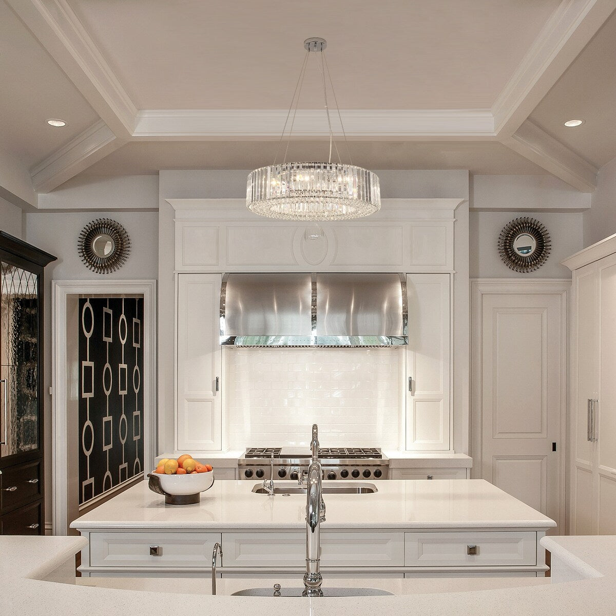 Lustre de style campagnard à 8 lumières de 63 cm (24,8 po), lustre en cristal, lustre tambour pour salle à manger, salon, chambre à coucher et cuisine