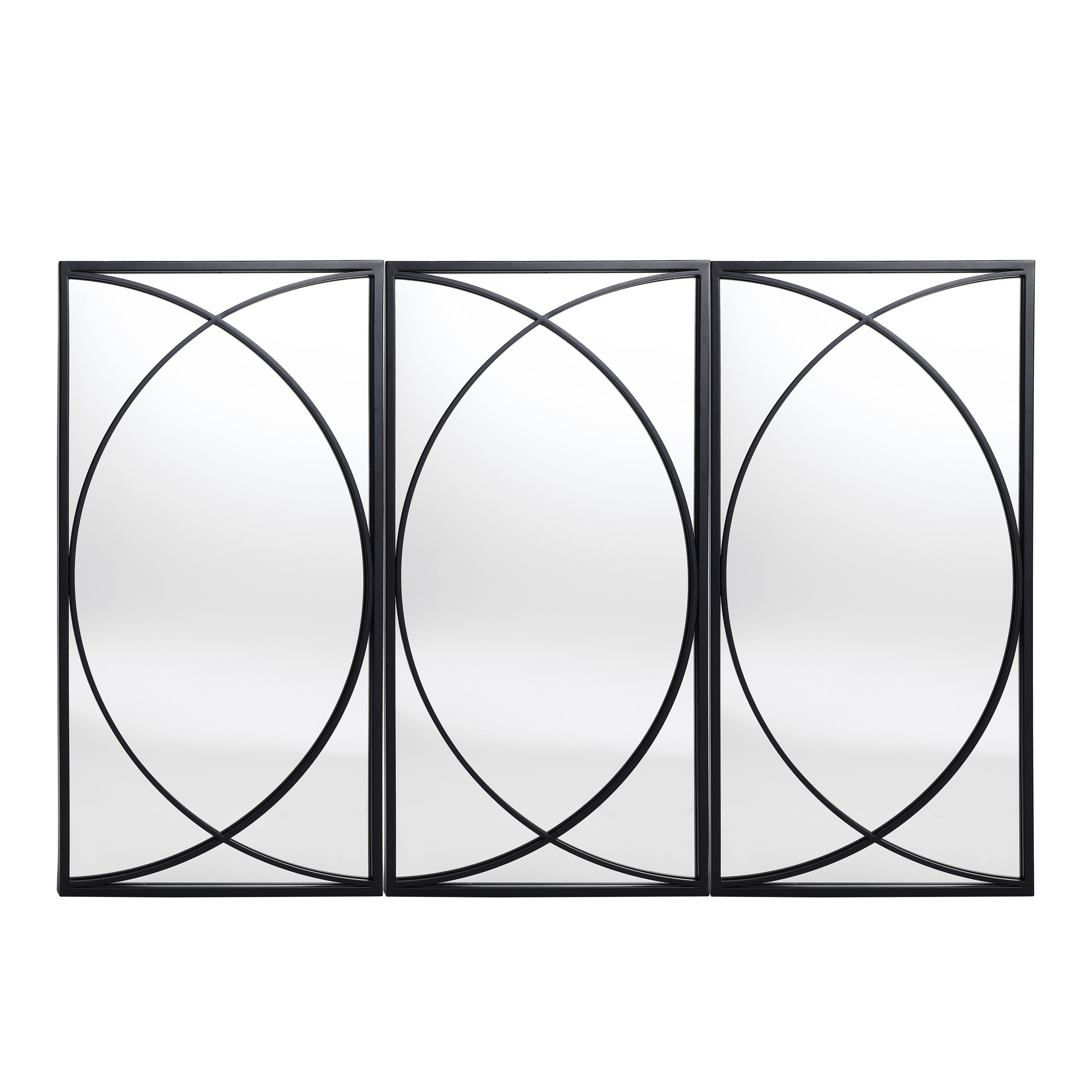 Ensemble de 3 miroirs muraux rectangulaires en métal noir - 31,9 cm (H) x 15,75 cm (L) x 0,75 cm (P)