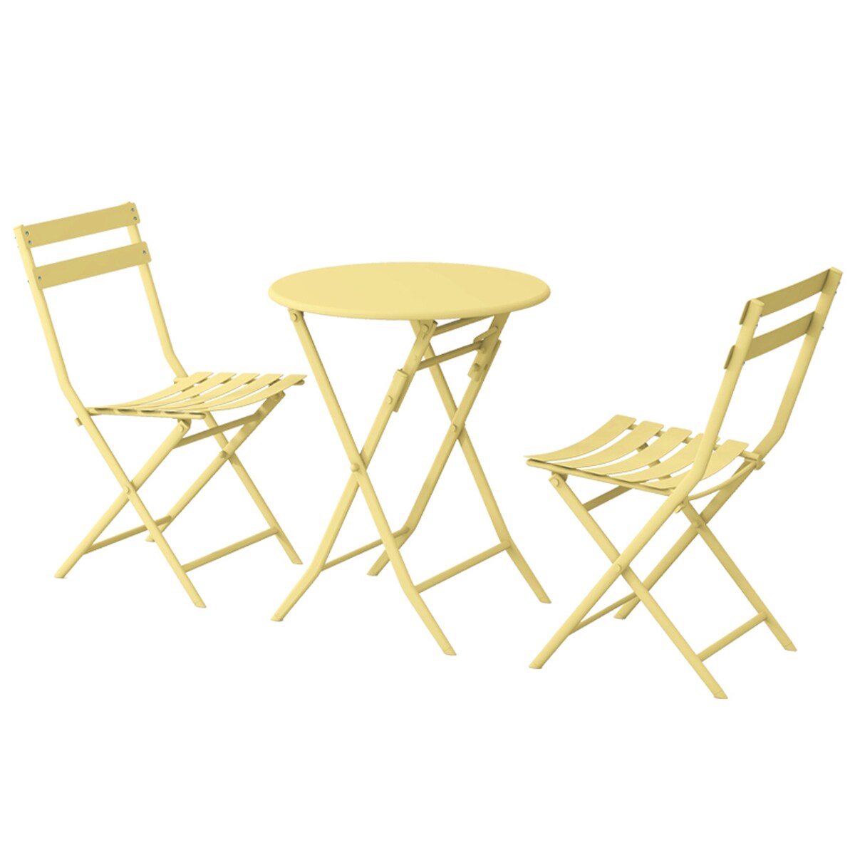 Ensemble bistro minimaliste 3 pièces pour patio : table ronde pliable et chaises