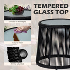 Ensemble bistro de conversation en résine tressée 3 pièces pour extérieur, mobilier de patio en rotin résistant aux intempéries avec coussins