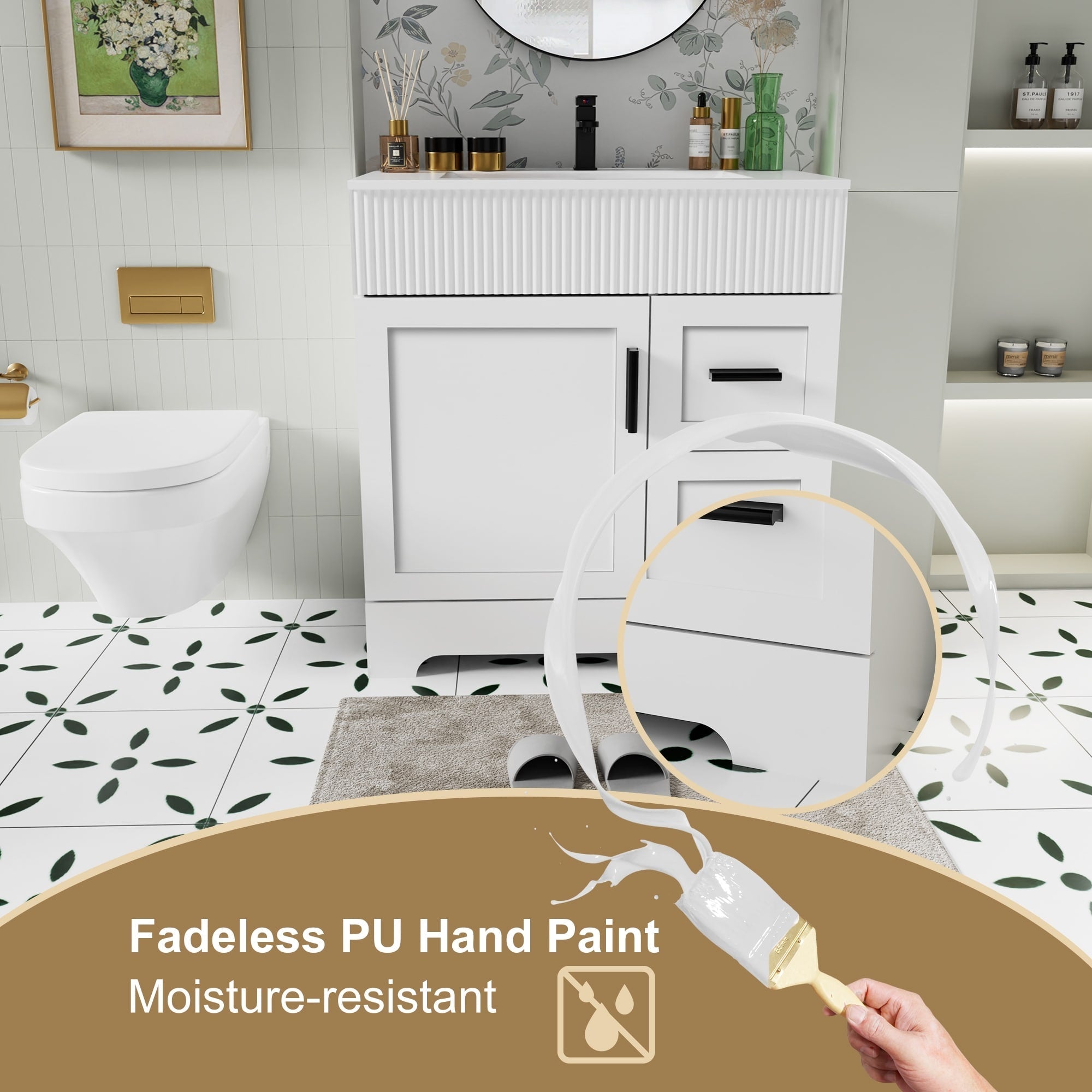 Ensemble meuble-lavabo Wavy Line 30/36/48 avec lavabo et robinet
