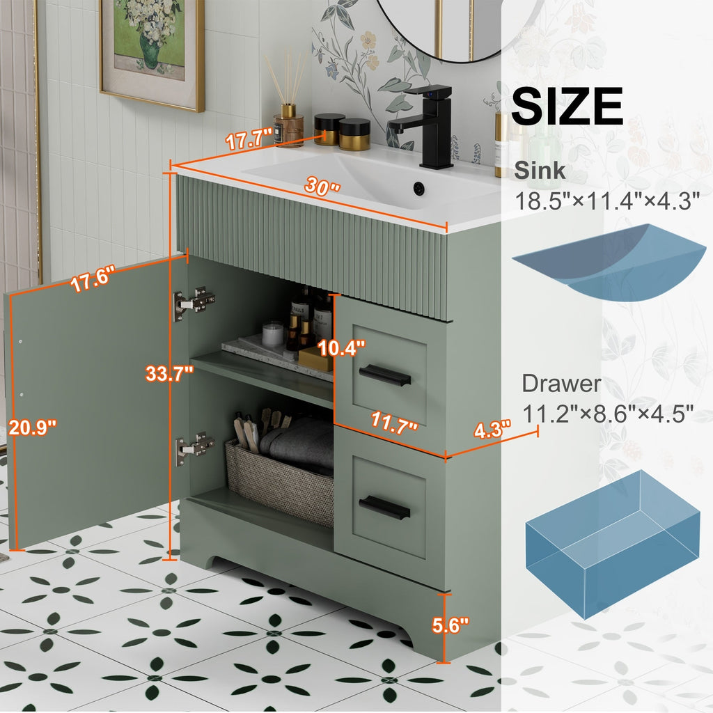 Ensemble meuble-lavabo Wavy Line 30/36/48 avec lavabo et robinet