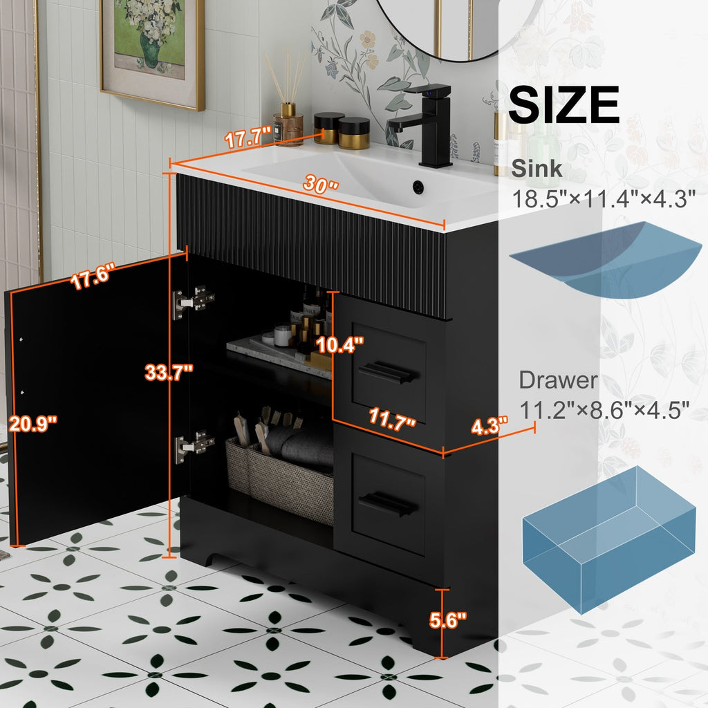 Ensemble meuble-lavabo Wavy Line 30/36/48 avec lavabo et robinet