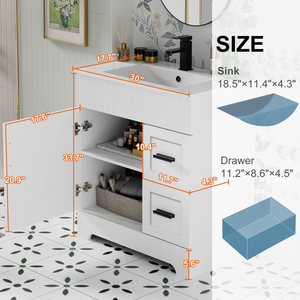 Ensemble meuble-lavabo Wavy Line 30/36/48 avec lavabo et robinet