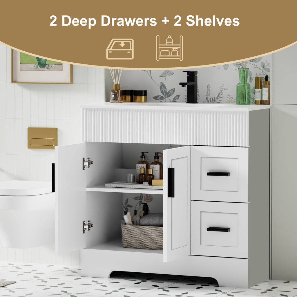 Ensemble meuble-lavabo Wavy Line 30/36/48 avec lavabo et robinet