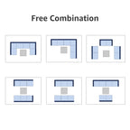 Ensemble de canapés d'angle d'extérieur 7 pièces en osier et acier avec coussins