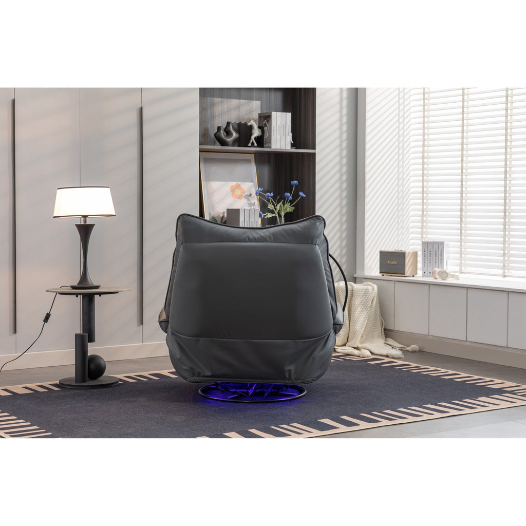 Fauteuil inclinable électrique pivotant avec haut-parleurs Bluetooth, support pour téléphone, ports de chargement USB et Type-C, rangement dissimulé dans l'accoudoir