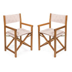 Chaises de réalisateur pliables d'extérieur Theo Classic en bois d'acacia, style milieu du siècle, avec dossier matelassé en losanges et coussin (lot de 2), par JONATHAN Y.