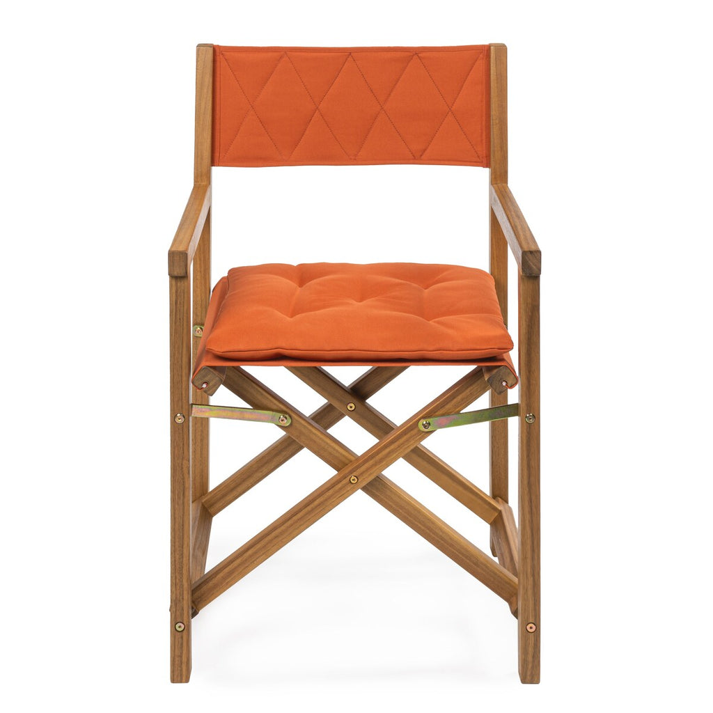 Chaises de réalisateur pliables d'extérieur Theo Classic en bois d'acacia, style milieu du siècle, avec dossier matelassé en losanges et coussin (lot de 2), par JONATHAN Y.