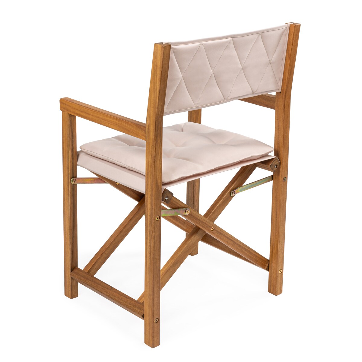 Chaises de réalisateur pliables d'extérieur Theo Classic en bois d'acacia, style milieu du siècle, avec dossier matelassé en losanges et coussin (lot de 2), par JONATHAN Y.