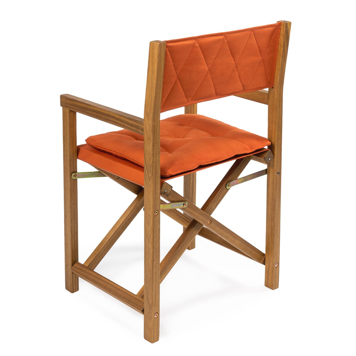 Chaises de réalisateur pliables d'extérieur Theo Classic en bois d'acacia, style milieu du siècle, avec dossier matelassé en losanges et coussin (lot de 2), par JONATHAN Y.