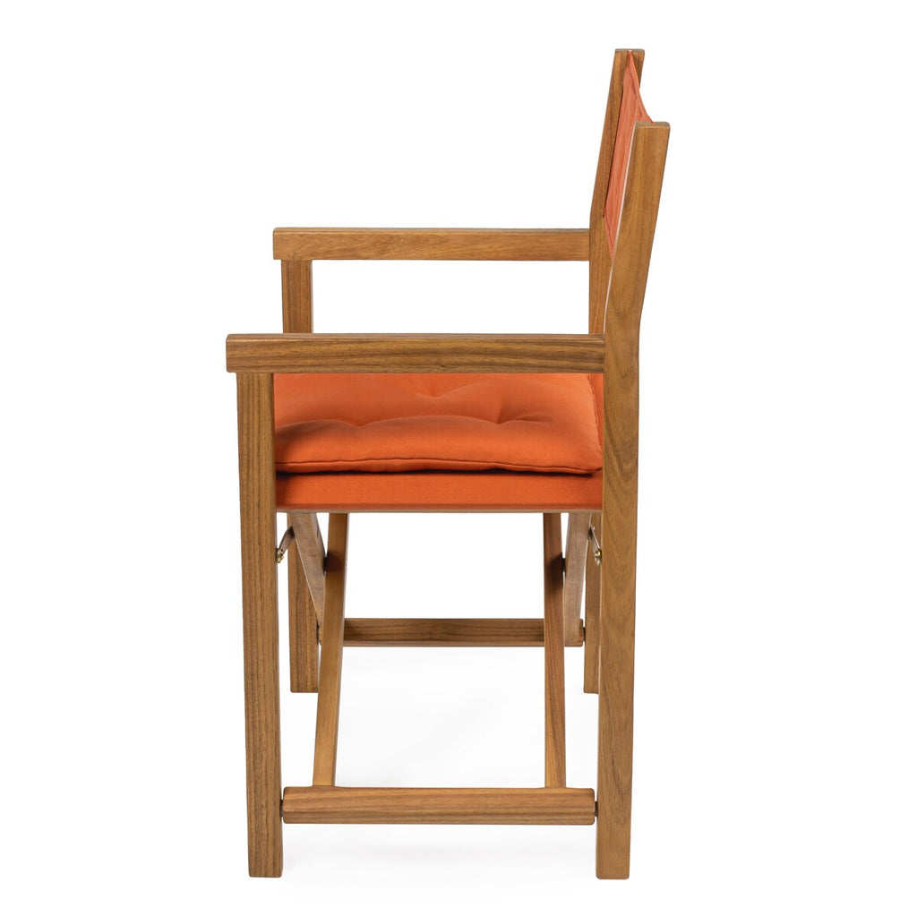 Chaises de réalisateur pliables d'extérieur Theo Classic en bois d'acacia, style milieu du siècle, avec dossier matelassé en losanges et coussin (lot de 2), par JONATHAN Y.