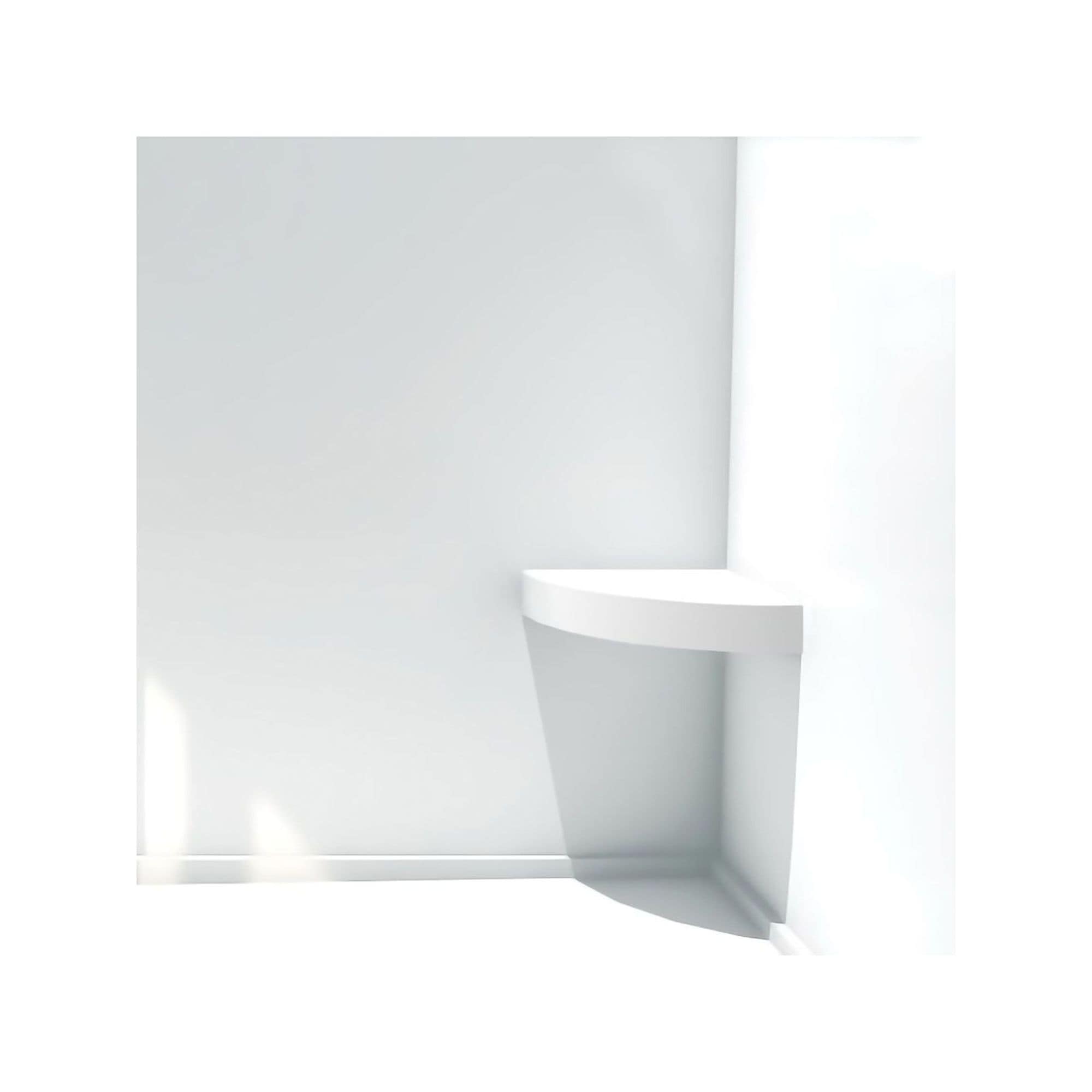 Siège de douche d'angle mural en surface solide Transolid Studio 14 po x 14 po - 14,5 po x 14,25 po x 3 po
