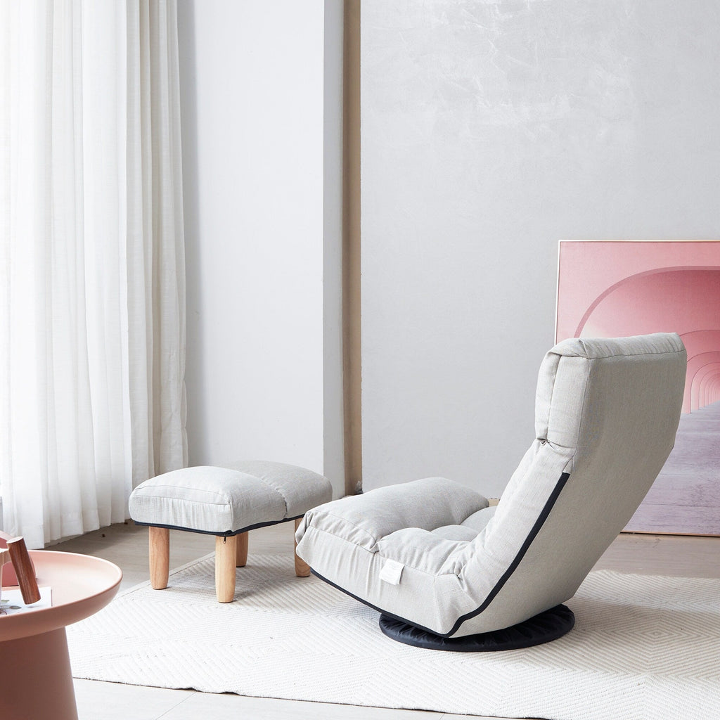 Ensemble fauteuil inclinable rembourré sans accoudoirs avec repose-pieds et appui-tête réglable