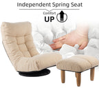 Ensemble fauteuil inclinable rembourré sans accoudoirs avec repose-pieds et appui-tête réglable