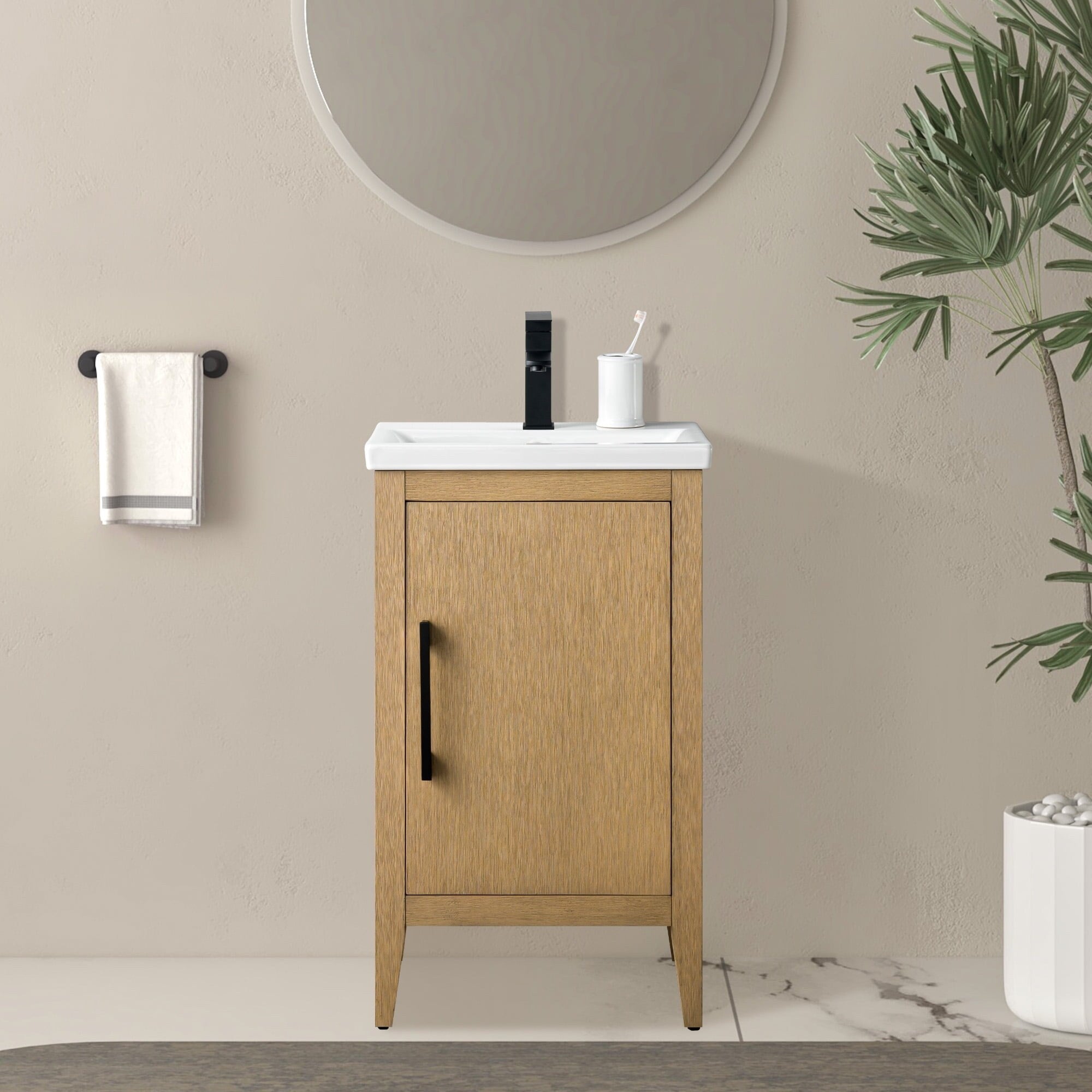 Meuble-lavabo simple vasque Vanity Art 20, 24 ou 30 pouces avec plan de travail en céramique