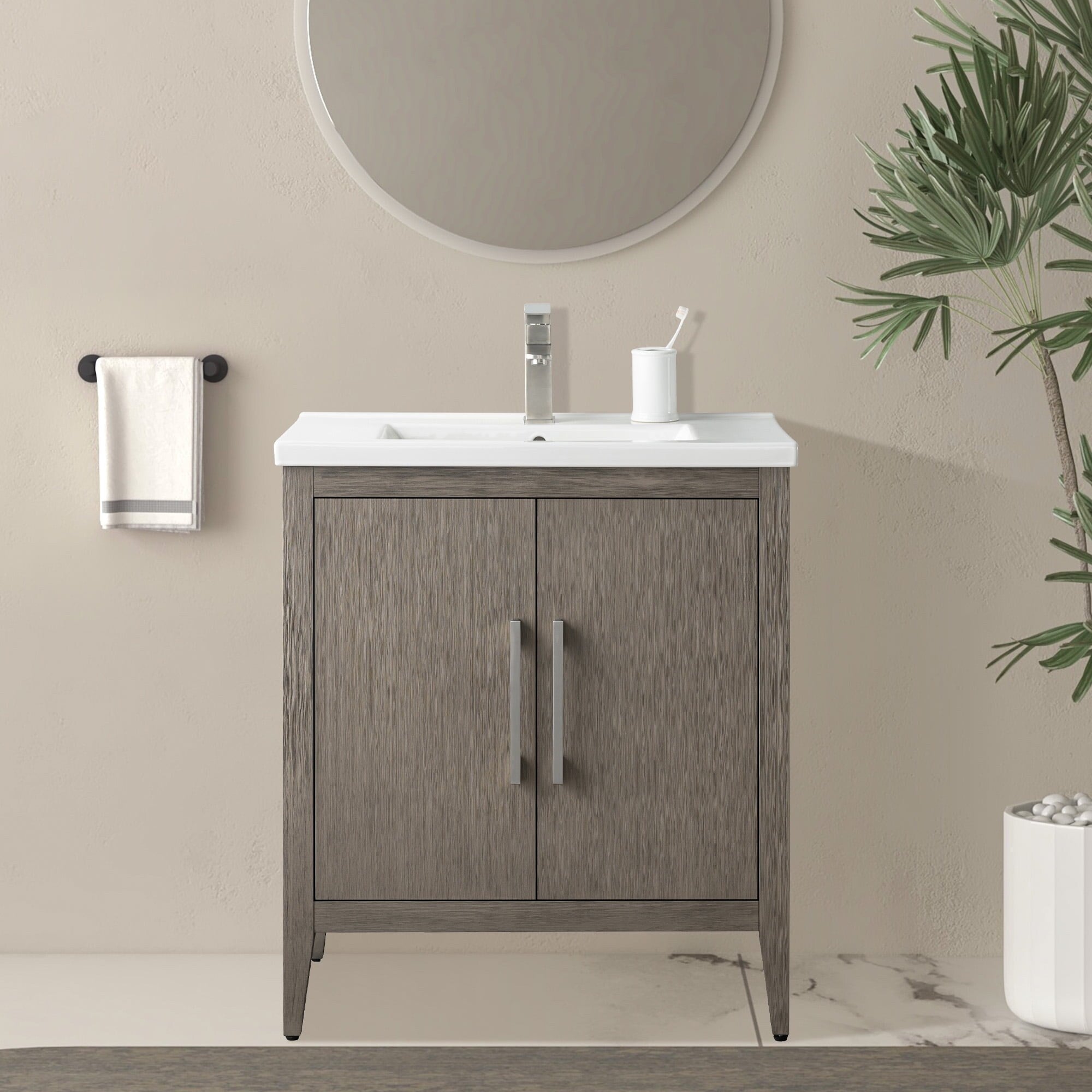 Meuble-lavabo simple vasque Vanity Art 20, 24 ou 30 pouces avec plan de travail en céramique