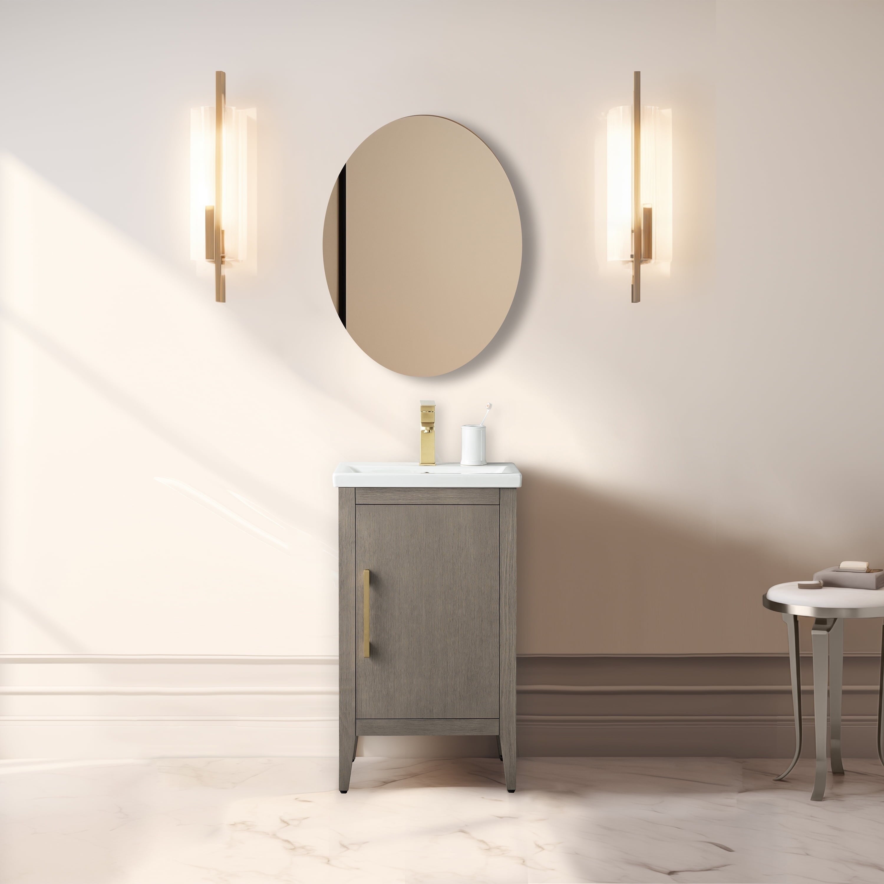 Meuble-lavabo simple vasque Vanity Art 20, 24 ou 30 pouces avec plan de travail en céramique