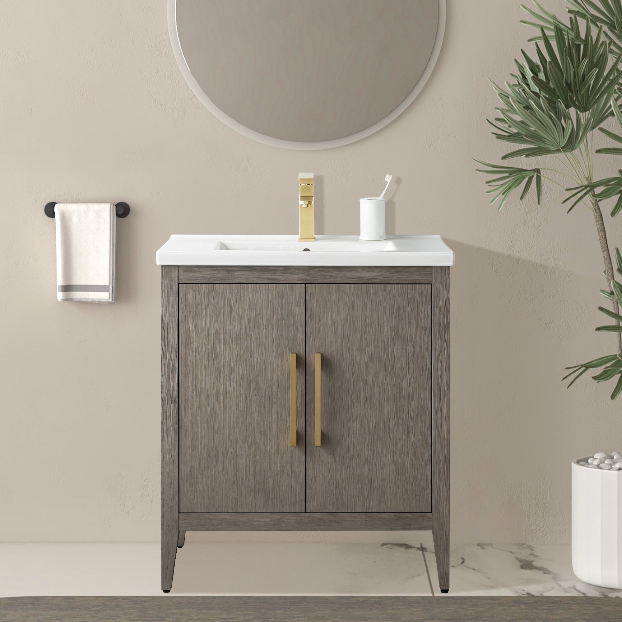 Meuble-lavabo simple vasque Vanity Art 20, 24 ou 30 pouces avec plan de travail en céramique