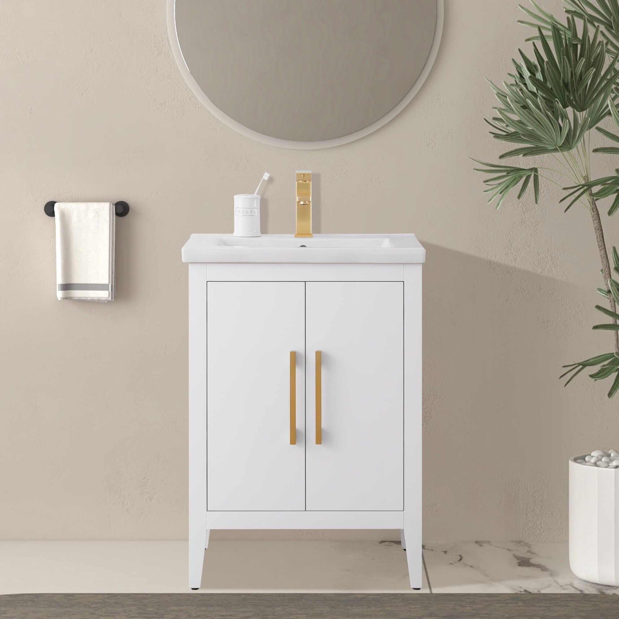 Meuble-lavabo simple vasque Vanity Art 20, 24 ou 30 pouces avec plan de travail en céramique