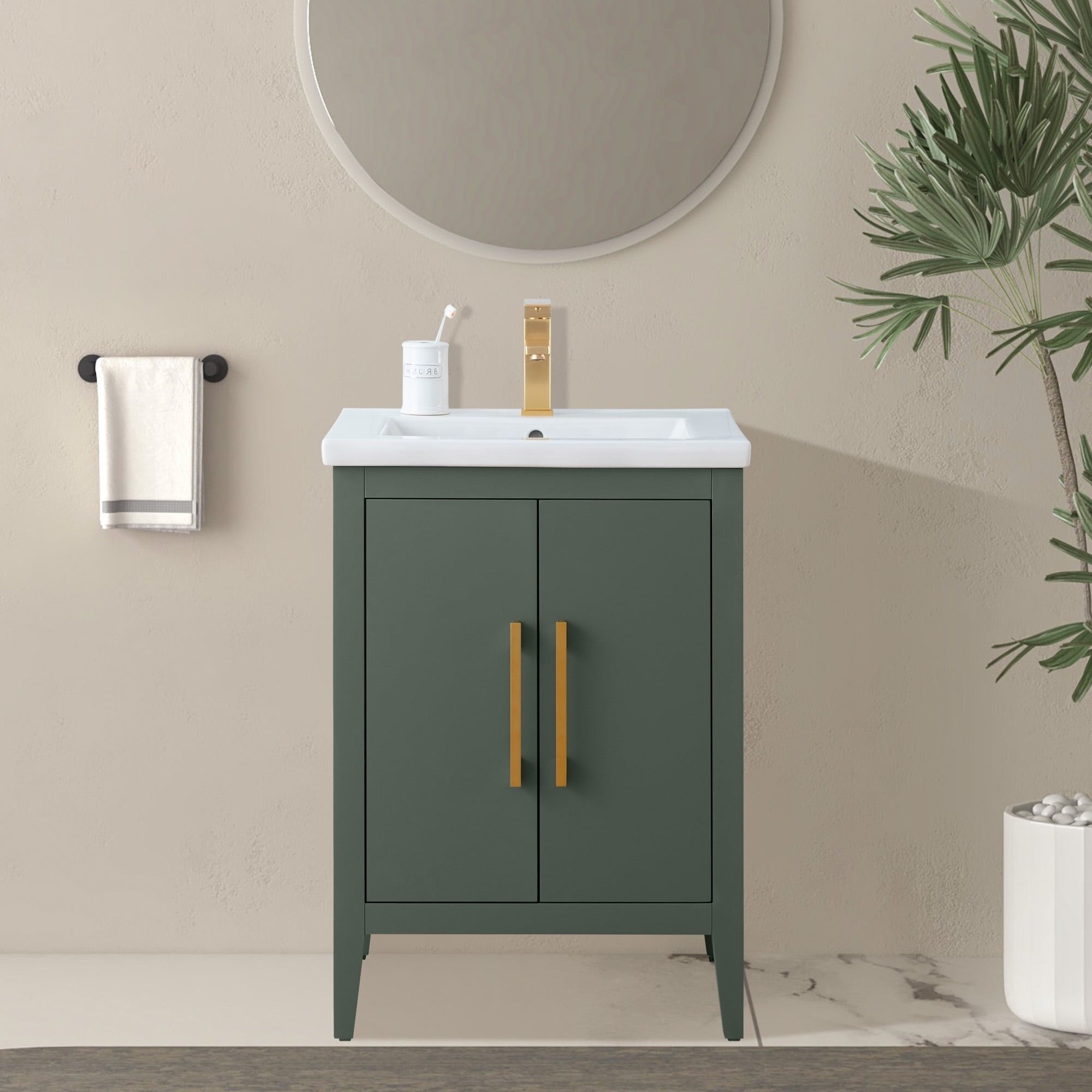 Meuble-lavabo simple vasque Vanity Art 20, 24 ou 30 pouces avec plan de travail en céramique