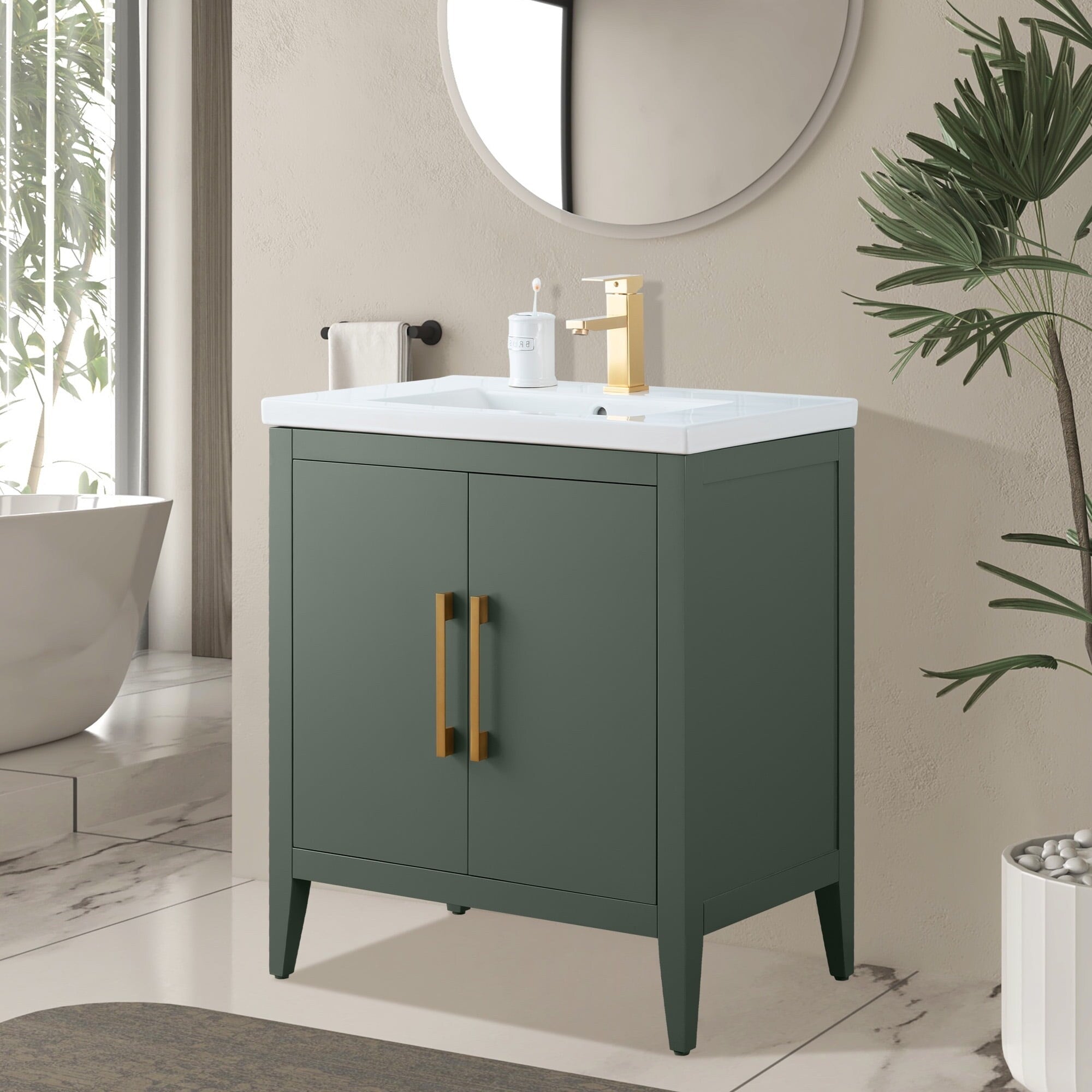 Meuble-lavabo simple vasque Vanity Art 20, 24 ou 30 pouces avec plan de travail en céramique