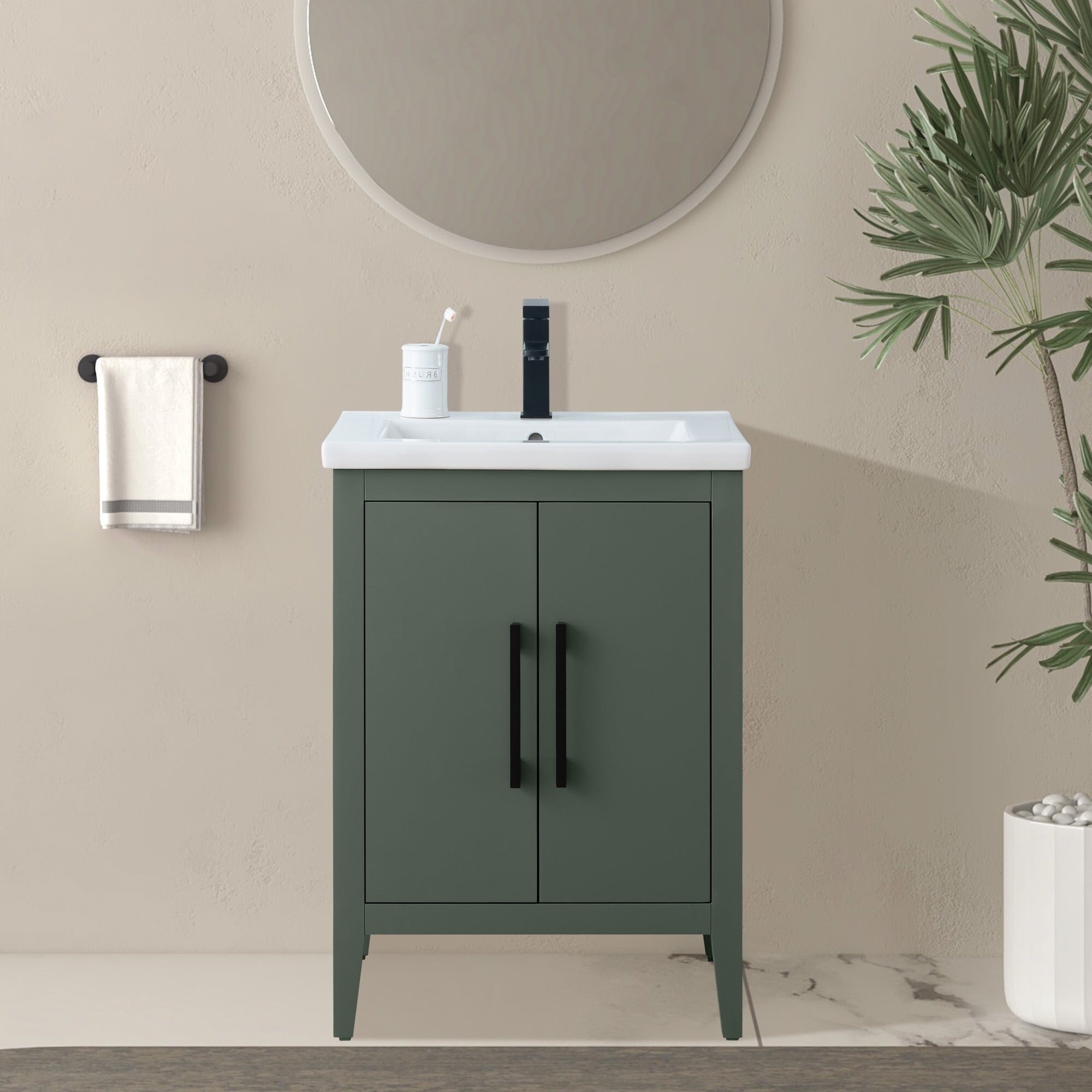 Meuble-lavabo simple vasque Vanity Art 20, 24 ou 30 pouces avec plan de travail en céramique