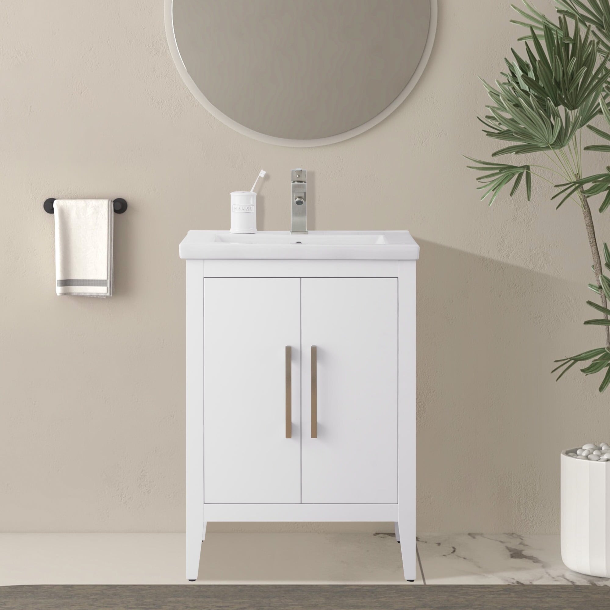 Meuble-lavabo simple vasque Vanity Art 20, 24 ou 30 pouces avec plan de travail en céramique