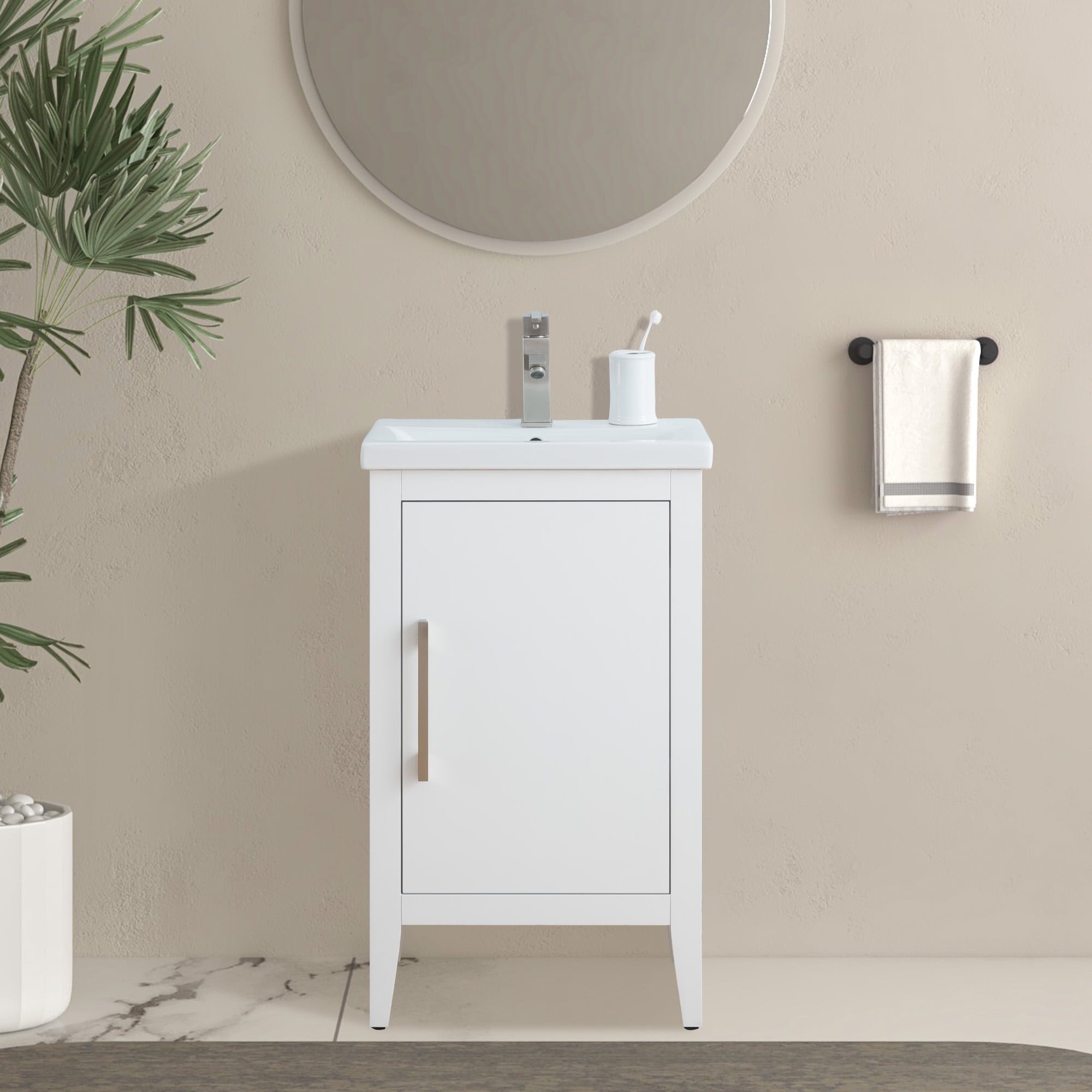 Meuble-lavabo simple vasque Vanity Art 20, 24 ou 30 pouces avec plan de travail en céramique