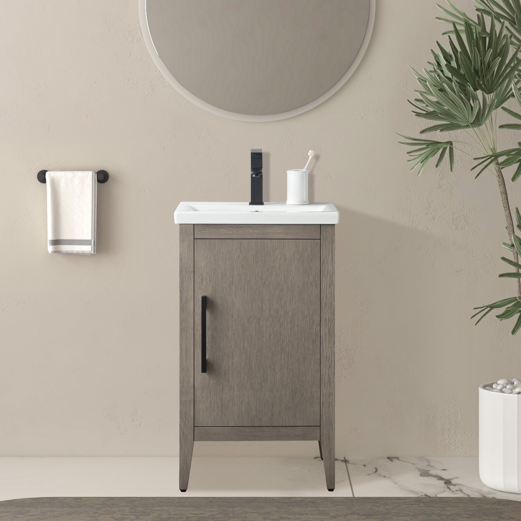 Meuble-lavabo simple vasque Vanity Art 20, 24 ou 30 pouces avec plan de travail en céramique