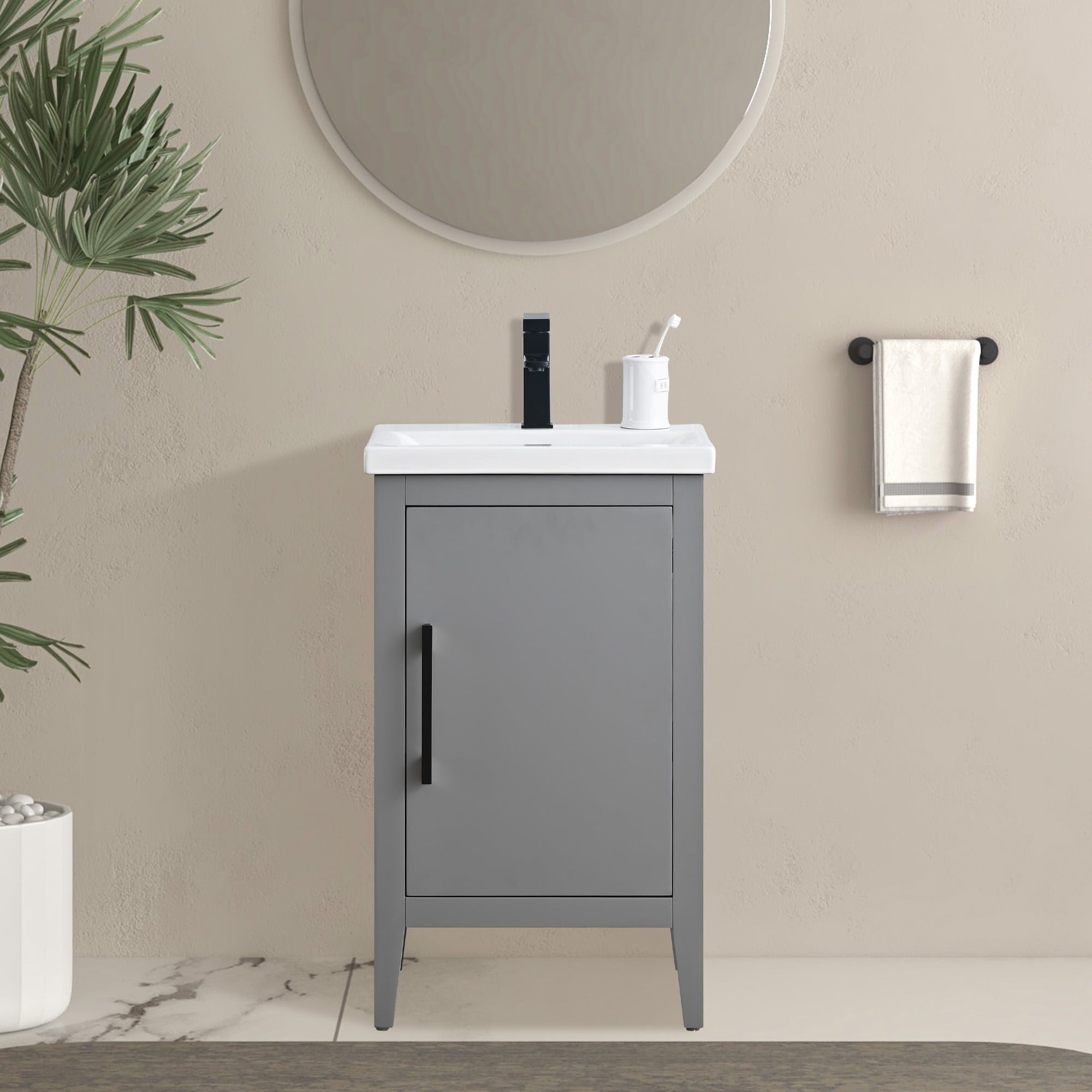 Meuble-lavabo simple vasque Vanity Art 20, 24 ou 30 pouces avec plan de travail en céramique