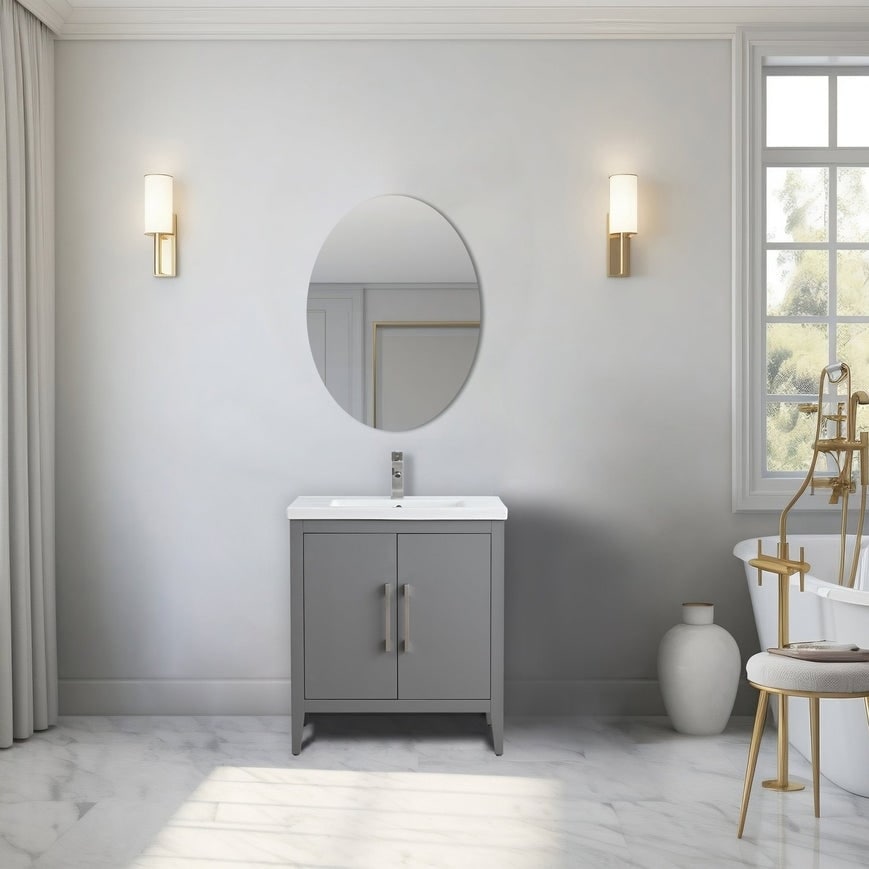 Meuble-lavabo simple vasque Vanity Art 20, 24 ou 30 pouces avec plan de travail en céramique
