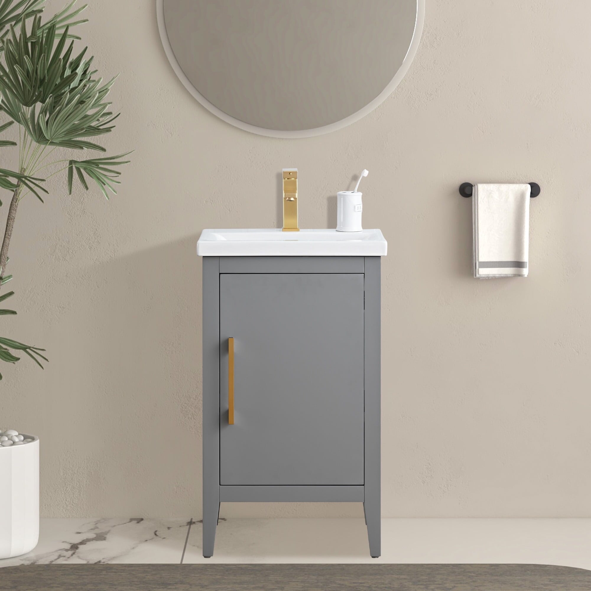 Meuble-lavabo simple vasque Vanity Art 20, 24 ou 30 pouces avec plan de travail en céramique