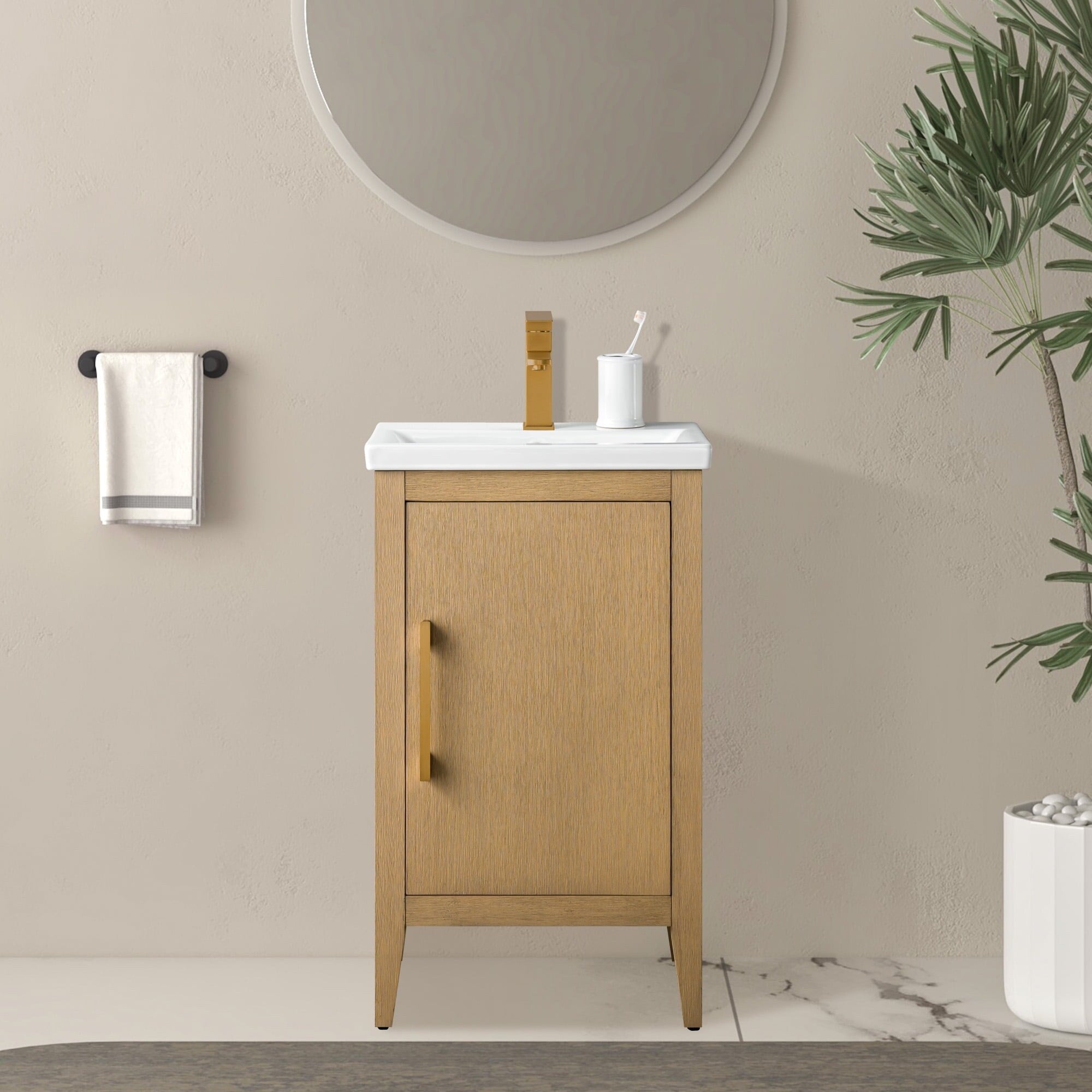 Meuble-lavabo simple vasque Vanity Art 20, 24 ou 30 pouces avec plan de travail en céramique