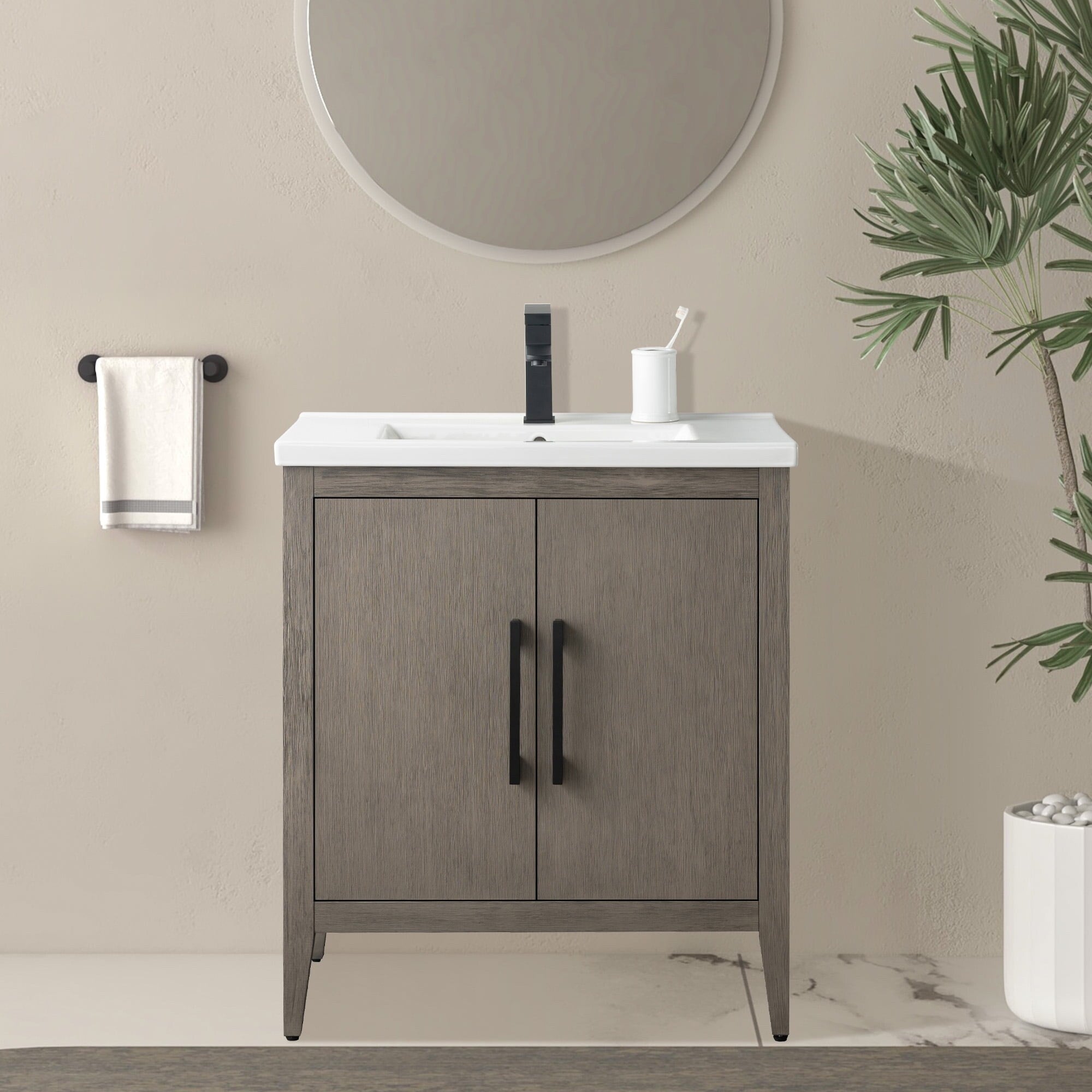 Meuble-lavabo simple vasque Vanity Art 20, 24 ou 30 pouces avec plan de travail en céramique